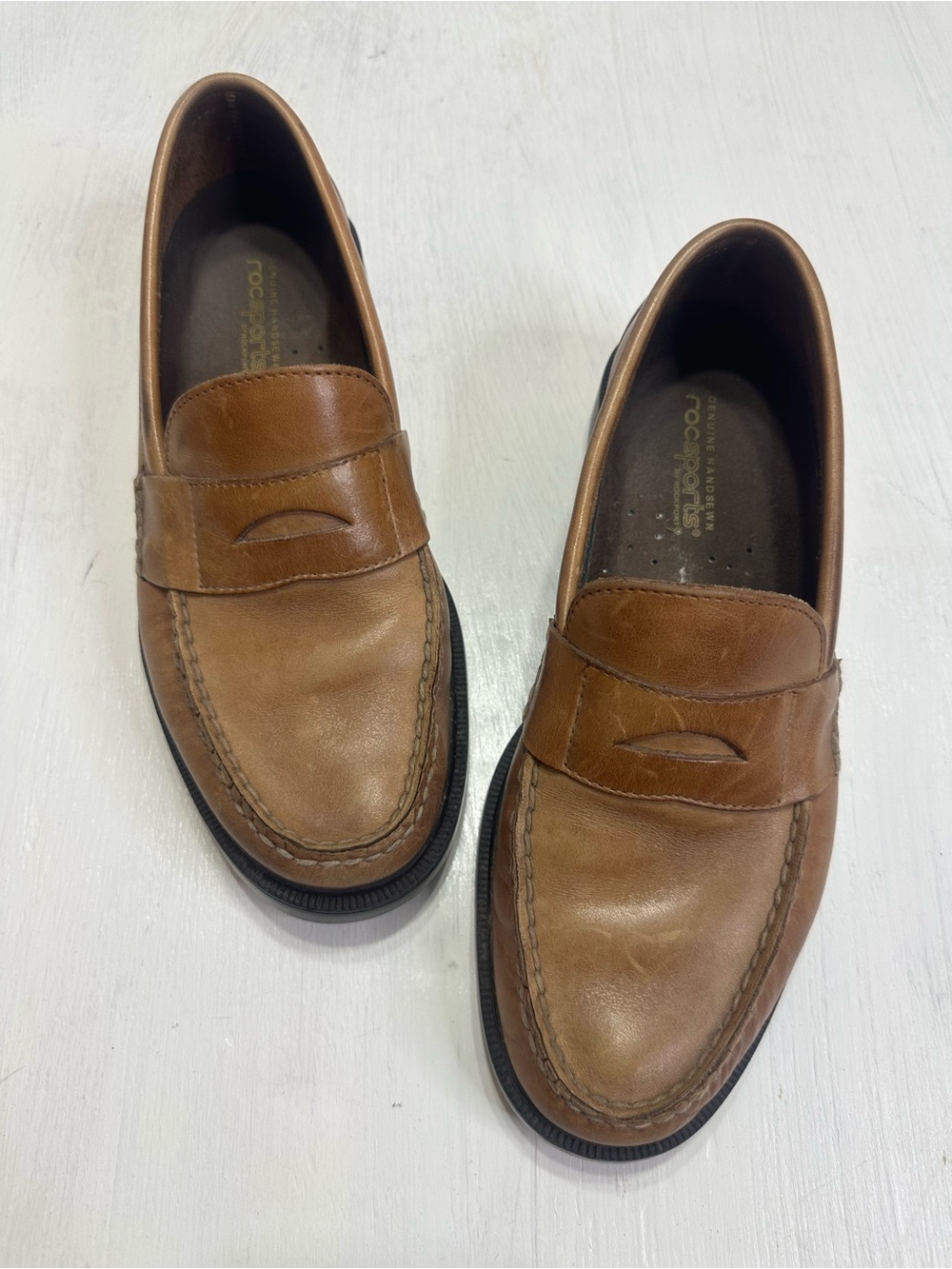 Rockport RocSports Genuine Handsewn Penny Loafers Tan Leather Men’s Size 8M